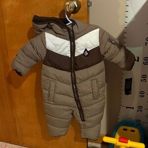 Brown and White Infant Volcom snowsuit